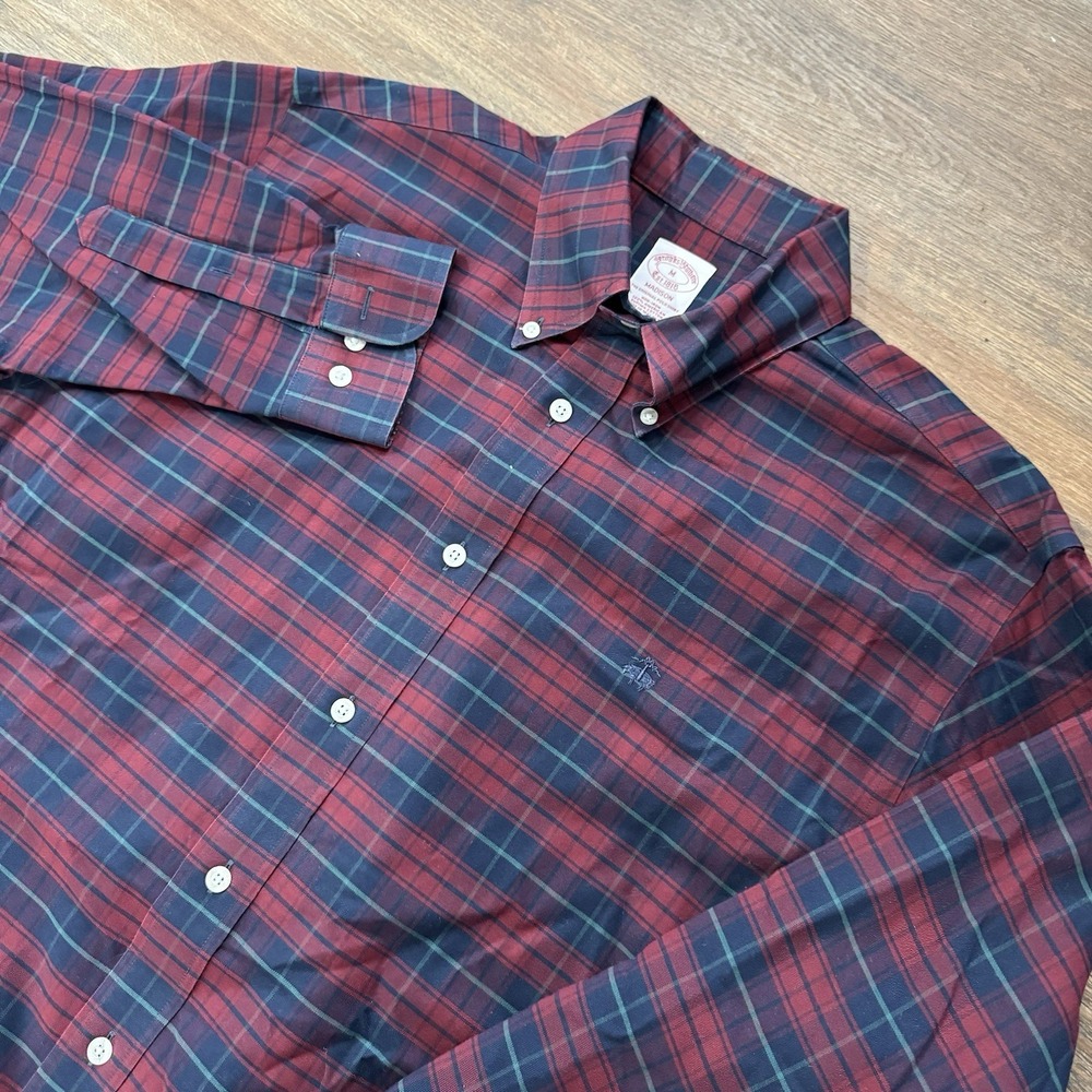 Brooks Brothers‎ Madison Button Down Sz M Blue Red Plaid Business Casual